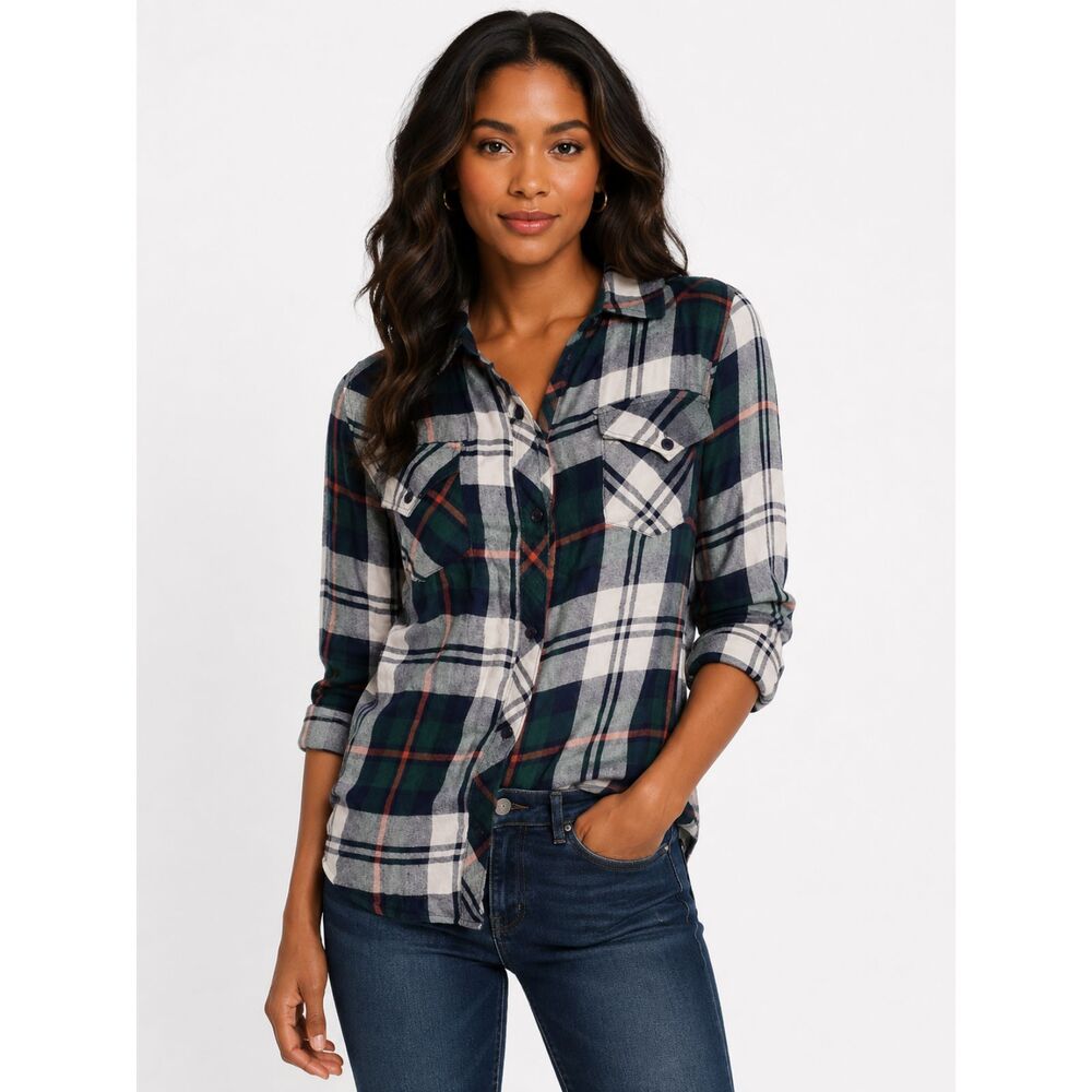Rails Kendra Women's Green Plaid Flannel Shirt Size Small